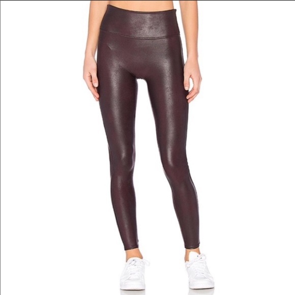 Spanx Faux Leather Leggings in Color Wine - Picture 2 of 6